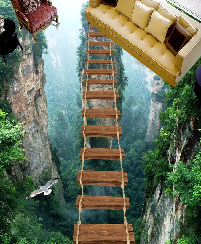

customize 3d flooring Cliff walkway wall papers home decor modern vinyl flooring photo wallpaper wall mural