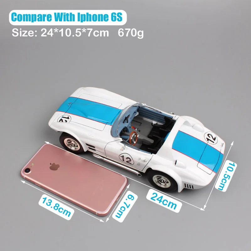 1:18 Масштаб винтажный дорожный знак 1964 Chevrolet Corvette C2 Grand Sport Sting Ray racing Roadster автомобиль Литой седан модель игрушки