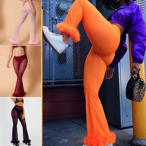 Модные женские прозрачные сетчатые брюки с высокой талией летние Клубные для