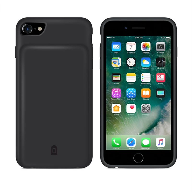 Чехол с зарядным устройством для iPhone 7 8 6 6S мягкий силиконовый чехол внешним