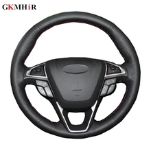 DIY Steering Wheel Cover Black Artificial Leather Car Steering Wheel Cover For Ford Fusion Mondeo 2013 2014 EDGE 2015 2016