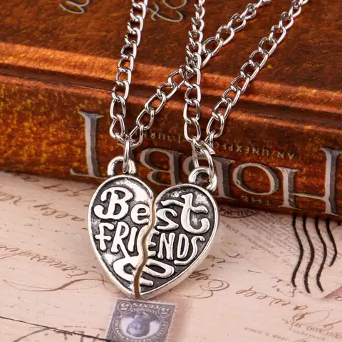 Винтажное ожерелье-пазл с сердцем для лучших друзей 2 ювелирные изделия дружбы Рождественский подарок для друзей и детей