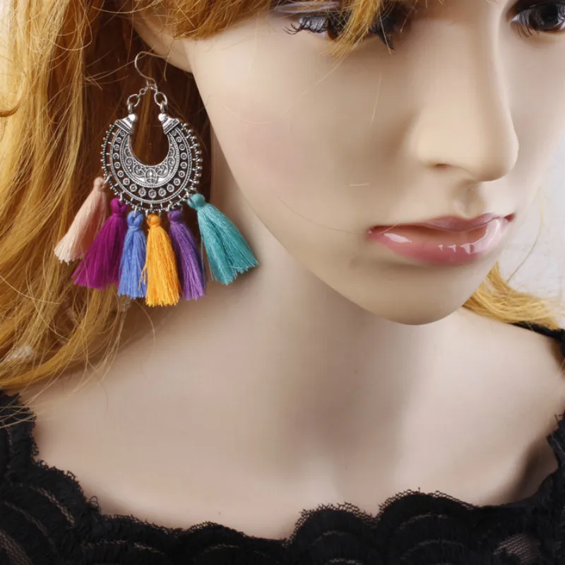 2019 летние винтажные красочные серьги с кисточками минималистские богемные