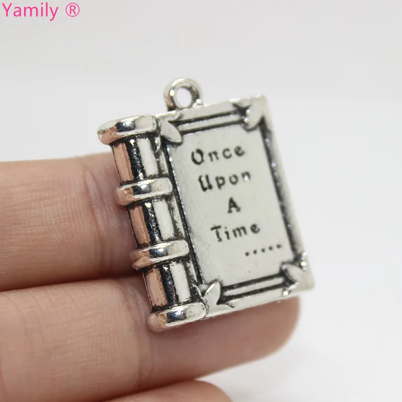 10 шт. миниатюрная сказочная 3d книга с серебряным тоном под старину 25 х22 мм однажды