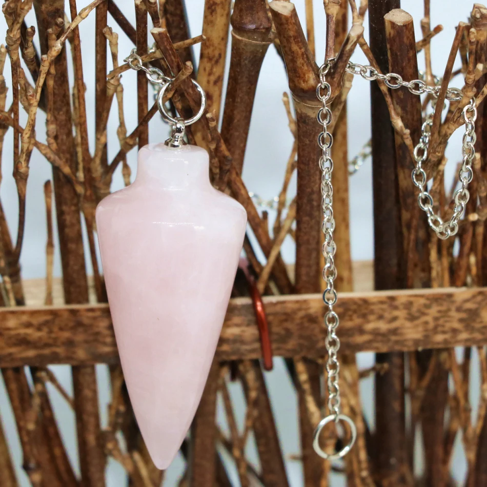 Элегантный 18*40 мм розовый кристалл камень капля кулон Пирамида рейки маятник