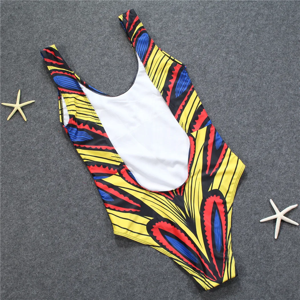 Maio Female Beach 2018 Bathers High Cut Swimsuit One-Piece Printed Swimwear Women Padded Bathing Suit Backless Bodysuit Maillot | Спорт и