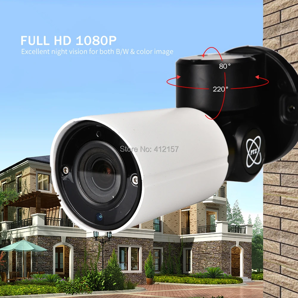 Ip камера безопасности 2MP 1080P Bullet 4 МП панорамирование наклон 4X зум 2 8 ~ 12 мм объектив