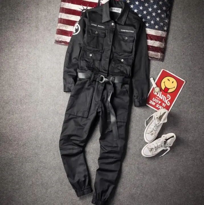 Модель 2020 года классический мужской комбинезон в стиле хип-хоп с длинным рукавом