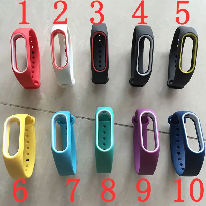 Силиконовый ремешок для Xiaomi Mi band 2 ремешки браслета двухцветные сменные браслеты