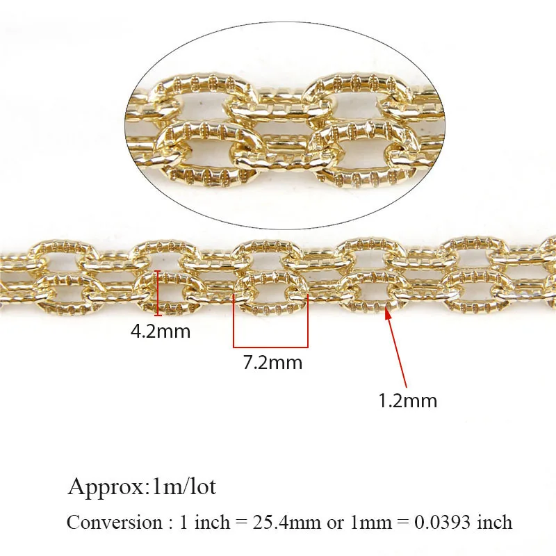 

5 Meters Rose Gold Color Open Link Aluminum Textured Cable Chains Curb Chain Bulk Fit Bracelets DIY Jewelry Necklace Making