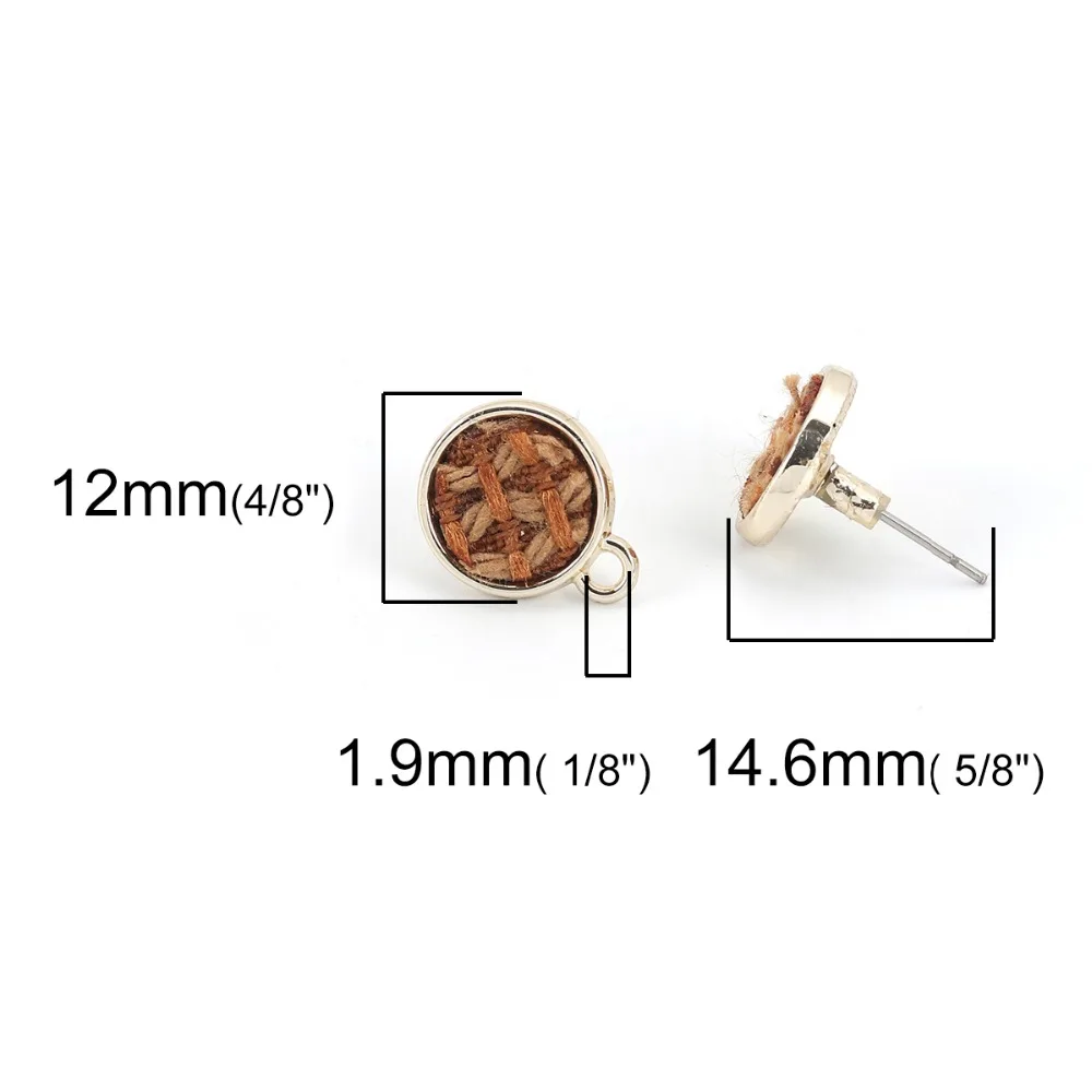 DoreenBeads из цинкового сплава стеклянные серьги-гвоздики круглые золотистые белые