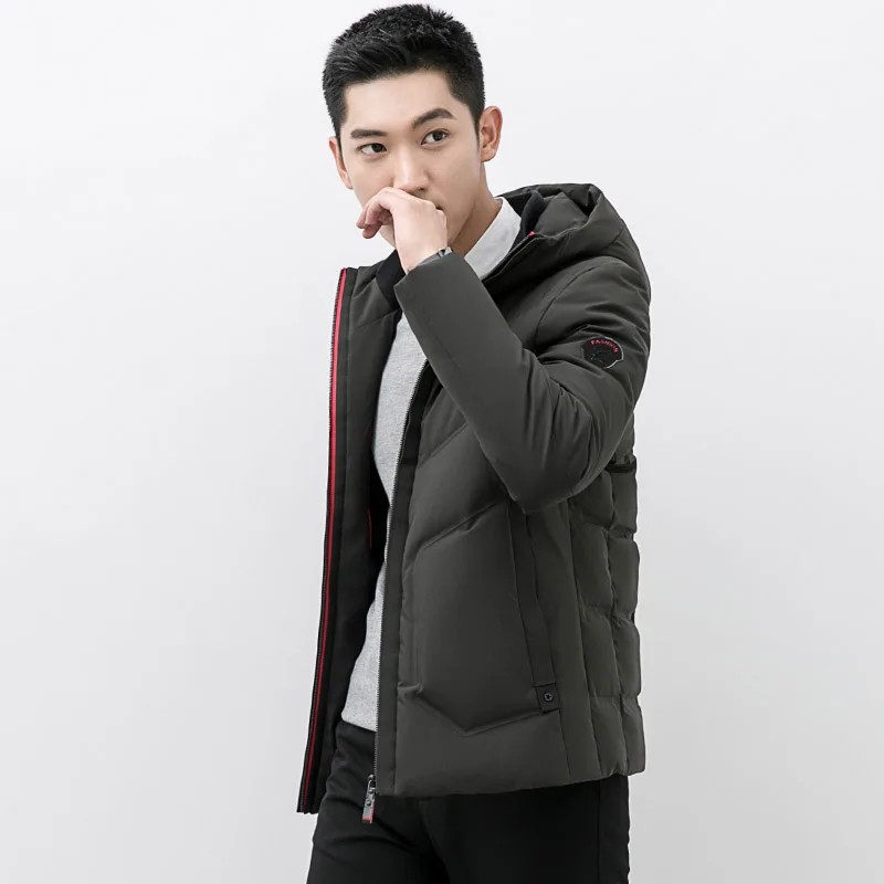 Новинка 2019 осенне-зимнее теплое пуховое пальто для мужчин с капюшоном тонкий