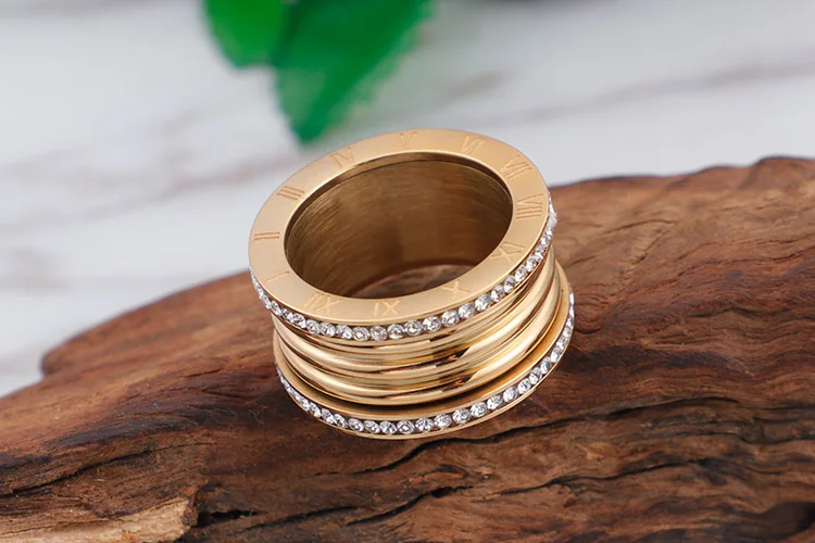 Kalen, новинка, 3 цвета, нержавеющая сталь, Bague Femme, трендовые, кубический циркон, обручальные кольца для женщин, римские цифры, Anillos Mujer, ювелирные изделия