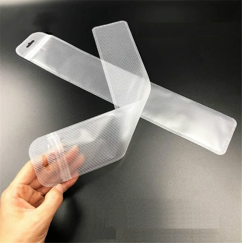 White strip 50 шт., 7x40 см, длинная, Серебряная/Золотая, прозрачная, пластиковая сумка на молнии, ziplock, сумка для часов, ремень, упаковка, пластиковая косметическая сумка - Цвет: White strip