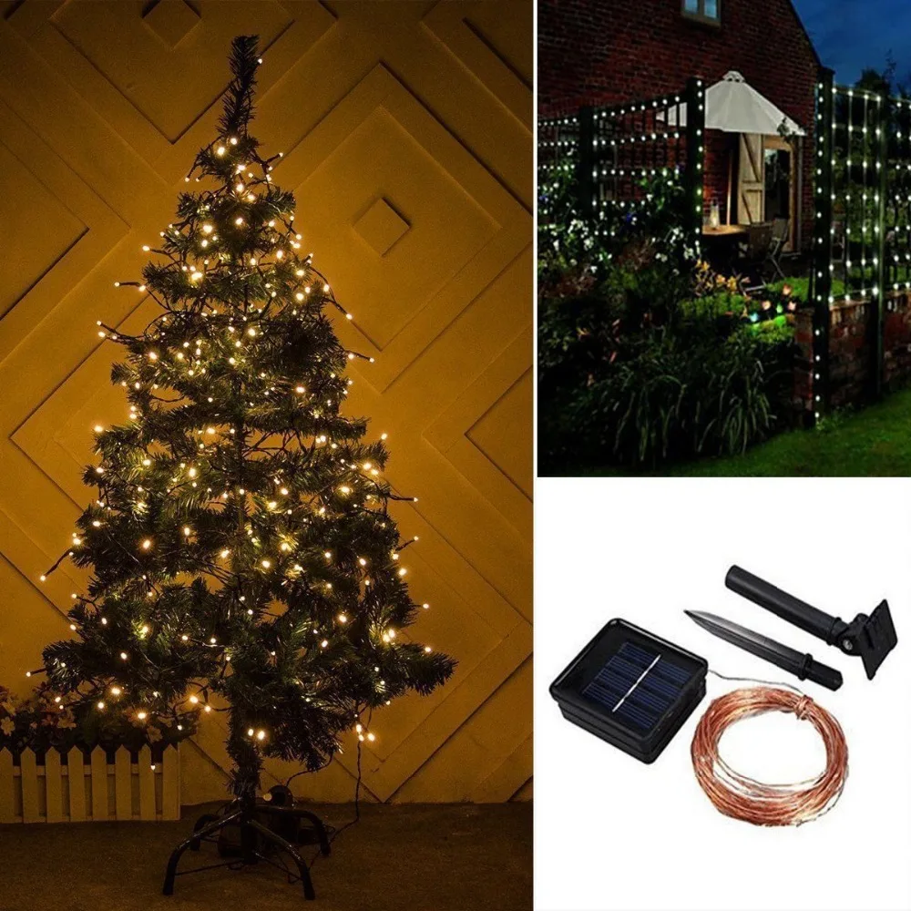 Новинка 200 светодиодов 20 м солнечные лампы медная гирлянда сказочный светильник