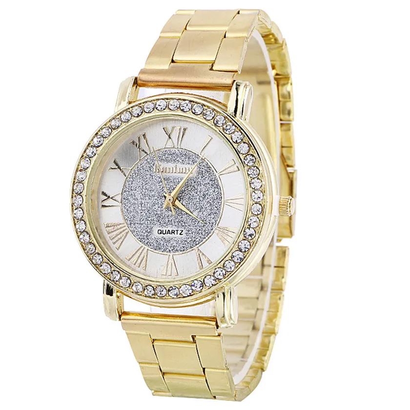 2019 Роскошные женское платье часы алмаз нержавеющая сталь Спорт кварцевые