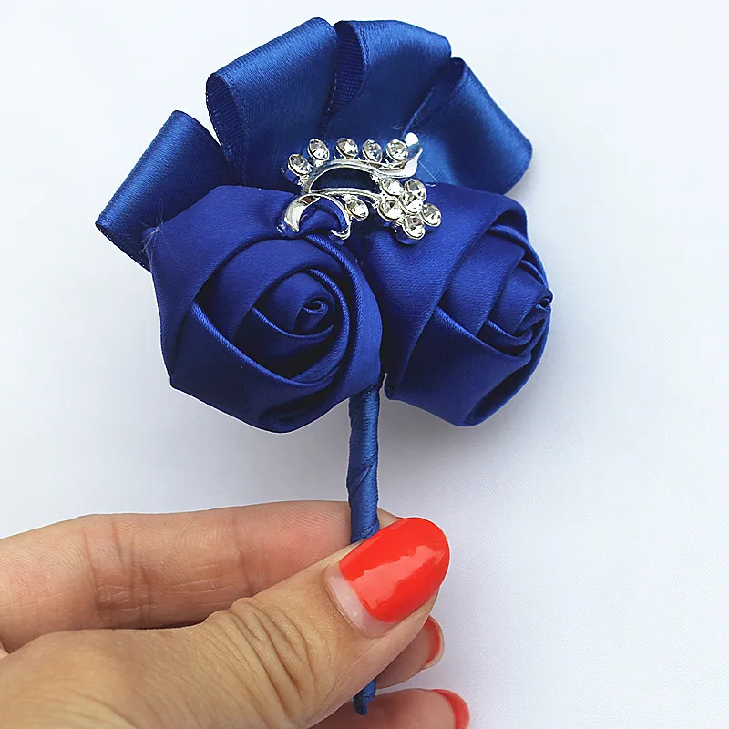 Оптовая продажа 5 шт./партия Королевский синий мужской жених бутоньерка атласная