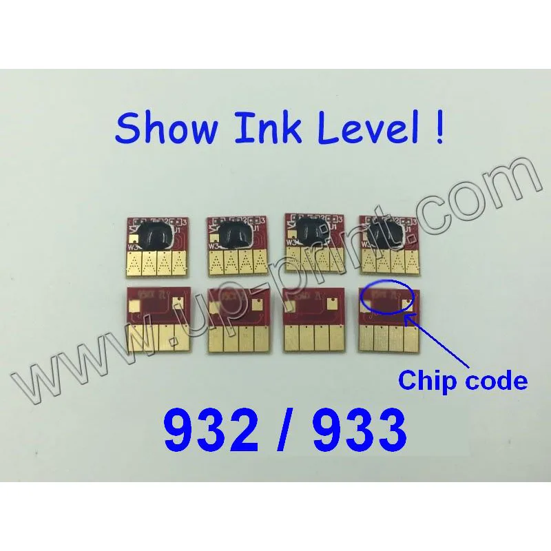 Постоянный чип CISS для HP 932 933 Officejet Pro 6100 6600 6700 7100 7110 7610 7612 показывает уровень чернил