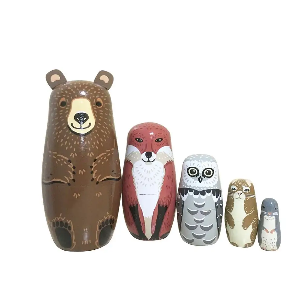 02 5/10 шт./компл. Симпатичные деревянные матрешки бабушка русская Matryoshka кукла ручной Краски игрушки для детского творчества украшения дома подарки для детей - Цвет: 02