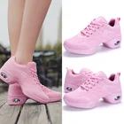 Женские кроссовки из сетчатого материала для танцев, розовые, белые, черные, на мягкой подошве, с воздушной подушкой