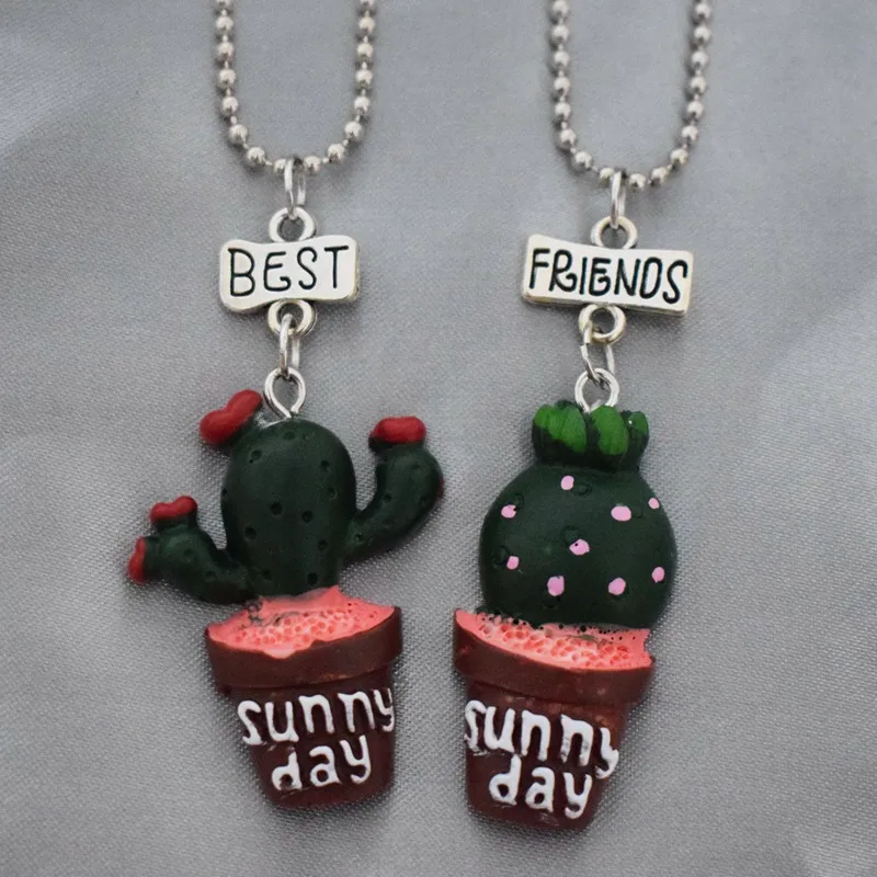 Смола Имитация кактусов подвеска BFF Цепочки и ожерелья детей Best Friends Forever 5 для мальчиков и девочек Дружба Ювелирные изделия подарок на день рождения - Окраска металла: 5-2pcs