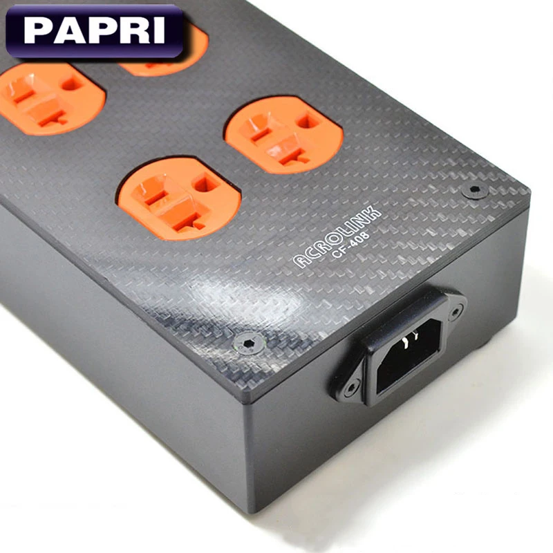 

PAPRI Original HiFi 8 Outlet Carbon Fiber US AC Power Socket Enclosure Box Case Chassis DIY Power Distributor Audio Amplifier