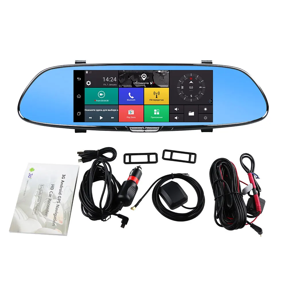 Kklusb 7 &quot3G Wi-Fi Car Камера DVR GPS Bluetooth Двойной объектив Зеркало заднего вида видео