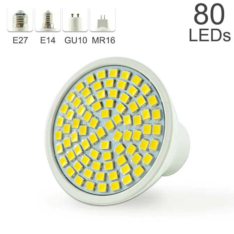 80LEDs Светодиодный светильник GU10 MR16 cob светодиодный светильник E27 E14 3 Вт 5 Вт 6 Вт 7 Вт AC 220 В 240 В лампада светодиодный алюминиевый светодиодный прожектор энергосберегающее домашнее освещение - Испускаемый цвет: 80LEDs