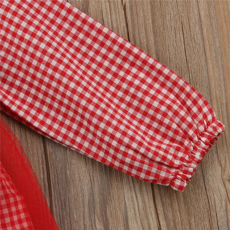 Sweet Autumn Dresses Red and White Chequered Long Sleeve Princess | Детская одежда и обувь