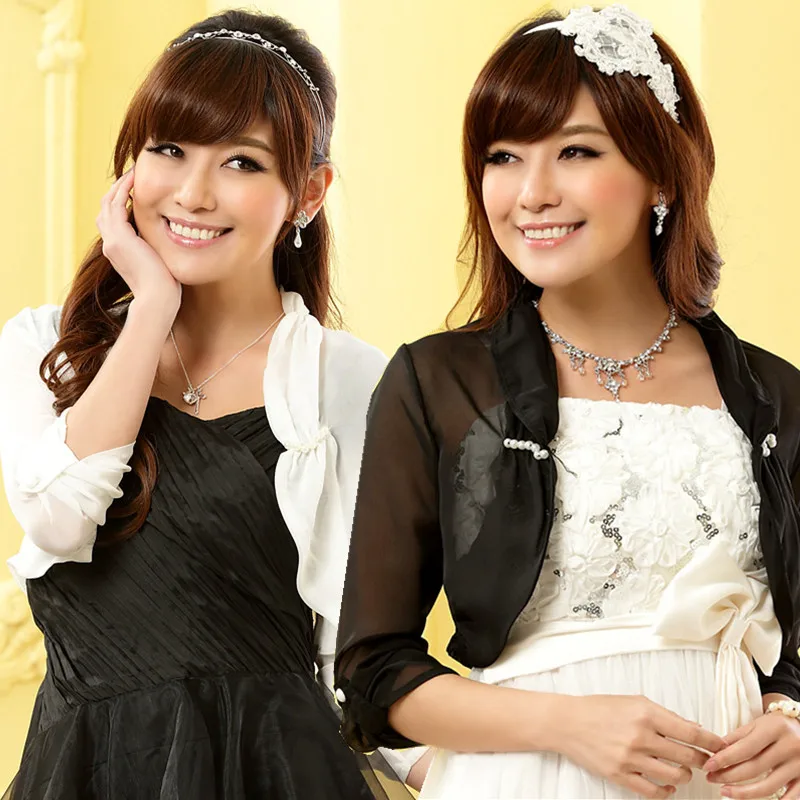 Свадебное болеро с оборками шаль из шифона длинными рукавами большой