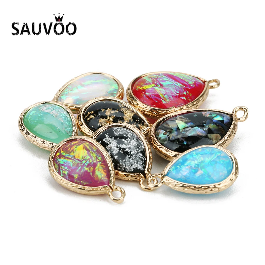 

SAUVOO 5 шт./лот, блестящая подвеска в виде капли воды, 12x19 мм, Разноцветные Подвески-капельки для изготовления ювелирных изделий «сделай сам»