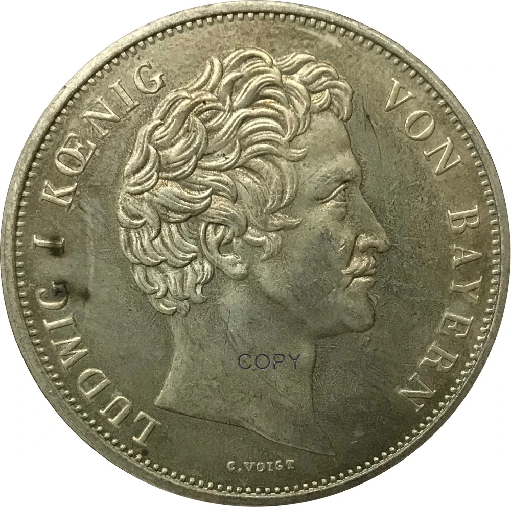 1842 Германия 2 Thaler 3 1/2 гулден Ludwig I брак Мельхиор покрытием серебро Имитация монеты