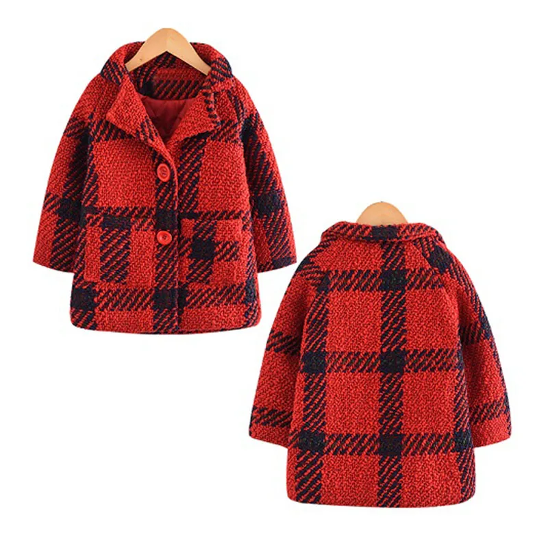 Шерстяное пальто для девочек 2018 Корейская верхняя одежда принцессы зимняя