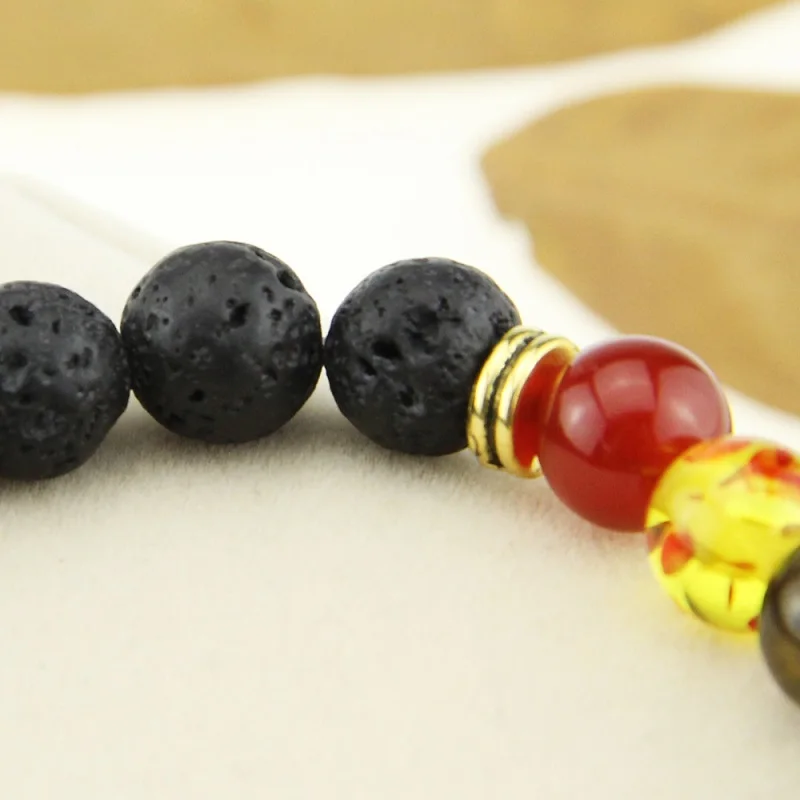 Buddha bless lose weight Chakra bracelet Black Lava healing balance beads Reiki stone prayer Natural for women | Украшения и
