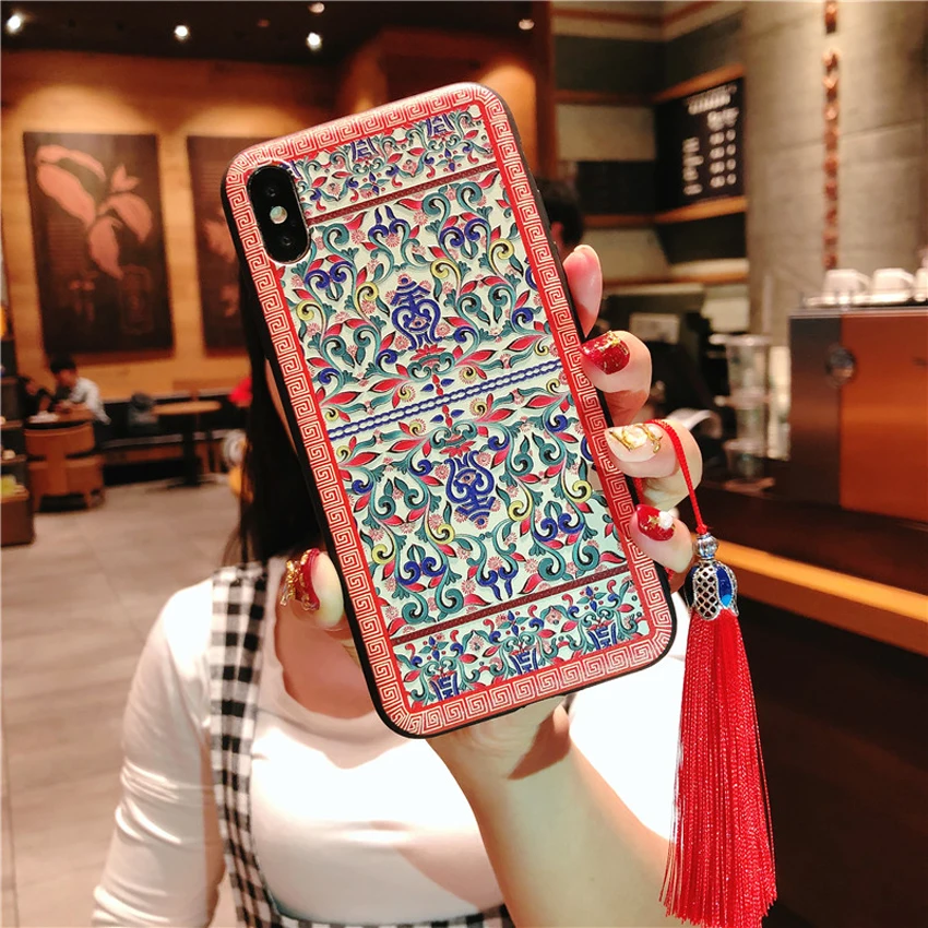 Модный мягкий чехол из ТПУ в китайском народном стиле для Apple iPhone 5 5S 6 6s 7 8 Plus X XR XS Max