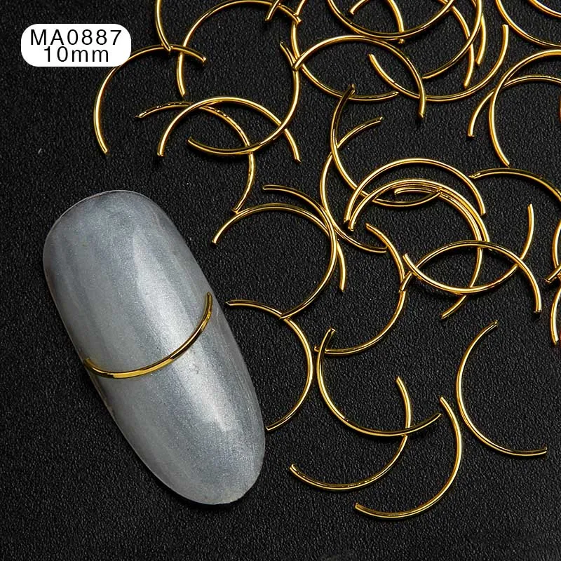 MA0887 100 шт. медная изогнутая палочка для ногтей с заклепками, блестки для ногтей, украшения для маникюра, 3D украшения для ногтей - Цвет: MA0887