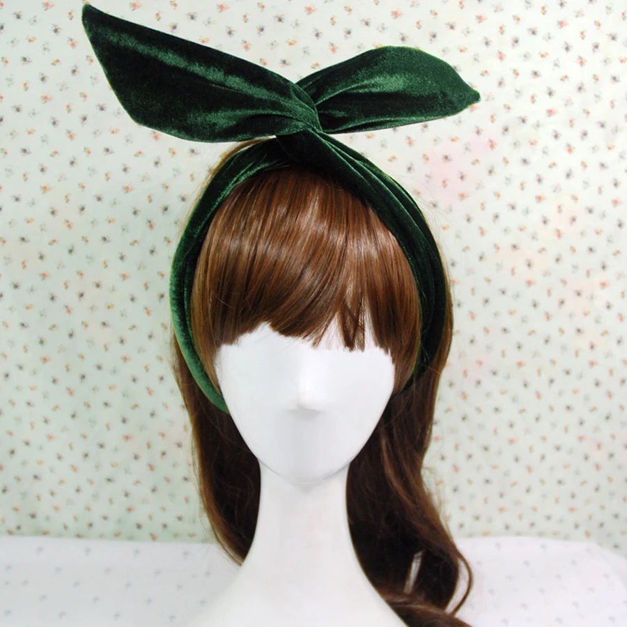 Повязка на голову женская бархатная в виде кролика