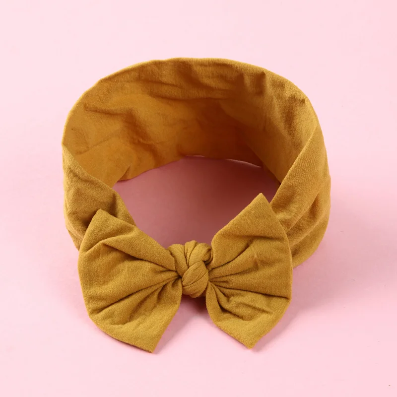 Style C-Mustard Нейлон обруч с бантом, универсальный размер, Узел Лук нейлоновые оголовья, широкие нейлоновые головные уборы вы выбираете цвет - Цвет: Style C-Mustard