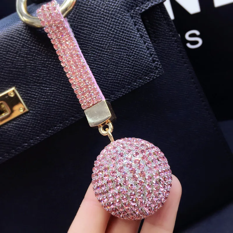 Fashion Cute Crystal Rhinestone Keyrings Leather Ball Key Chains Holder Purse Bag For Car christmas Gift Keychains Jewelry | Украшения и