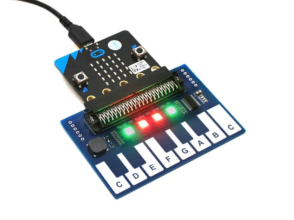

Миниатюрный фортепиано модуль Waveshare для micro:bit, сенсорные клавиши для воспроизведения музыки, с 4-мя светодиодами RGB