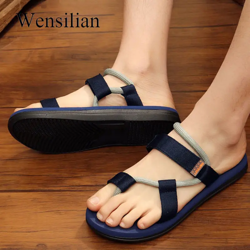 Модные мужские шлепанцы сандалии гладиаторы мужская повседневная обувь слипоны