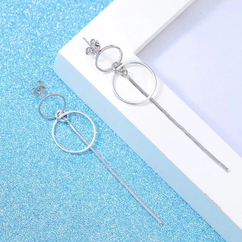 Женские длинные серьги boucle d'oreille SY590 изысканные Простые Модные из стерлингового