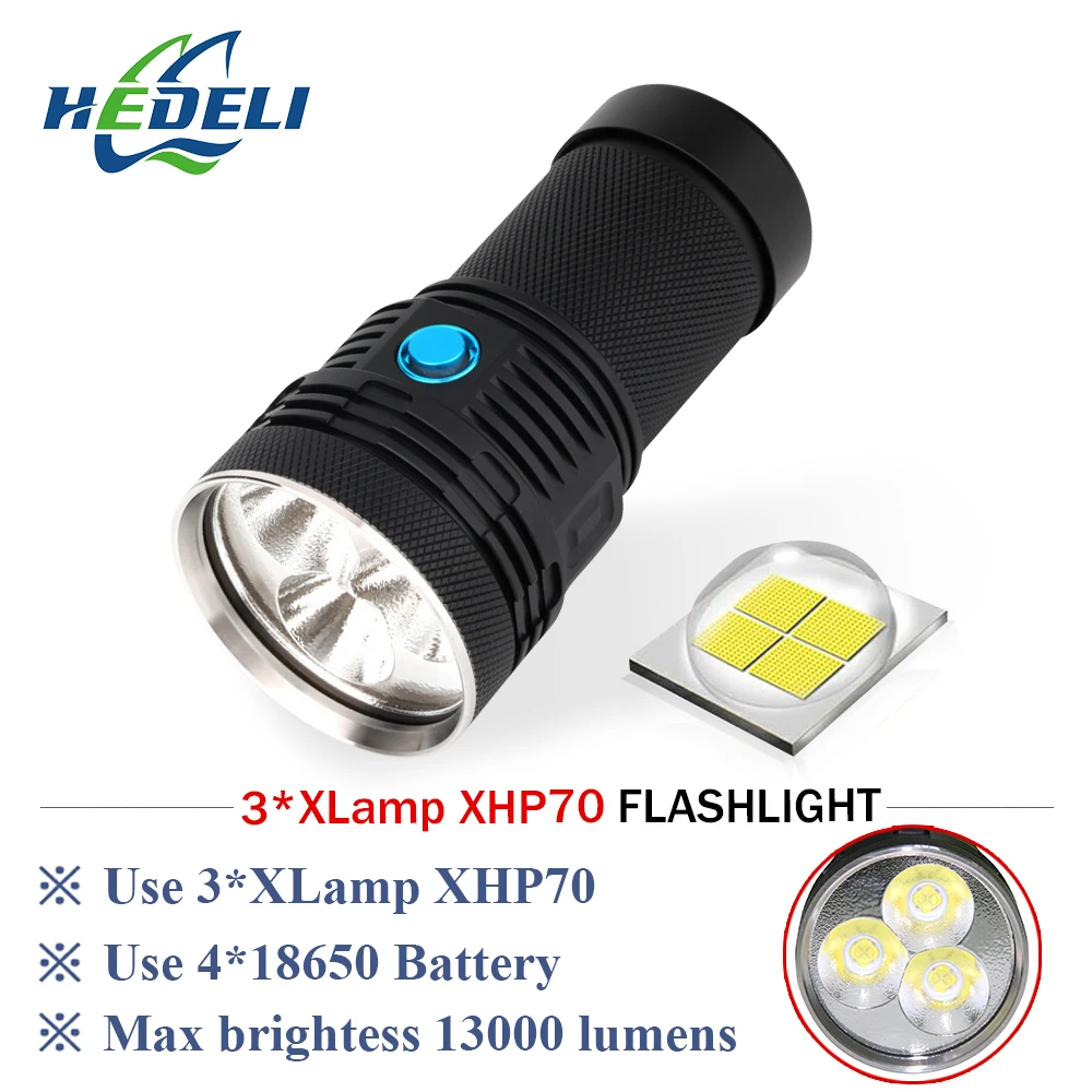 Камера заполняющий свет светодиодный фонарик 10000 люменов CREE xhp70 3led 18650