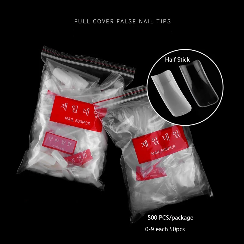 500 шт. прозрачные натуральные французские накладные акриловые ногти все