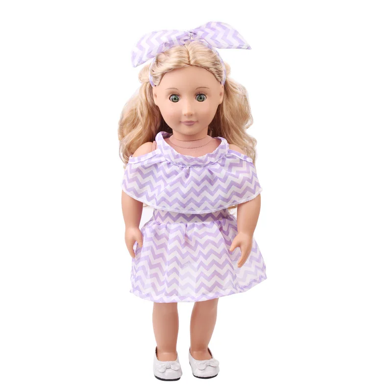 Новое поступление летнее Кукольное платье для девочек 18 дюймов с повязкой на