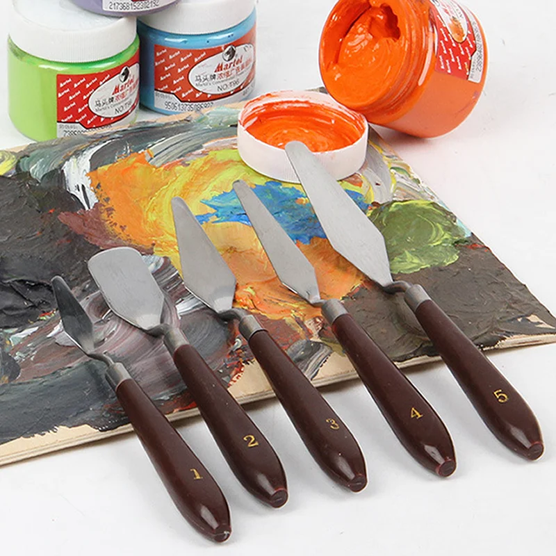 5 шт смешанные цвета Нержавеющая сталь скребок для палитры комплект Ножи шпатели