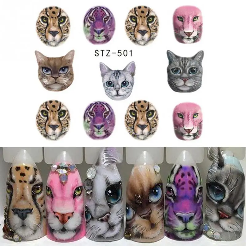 Наклейки для ногтей с котом наклейки цветами цвета лаванды фиолетового цветов |