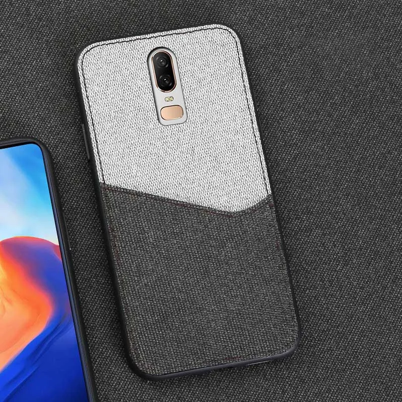 Gray and Black Холст чехол для телефона для Oneplus 5/5 T, 6 T, 7 7T pro задняя крышка стежка конструкция слота для карт чехол для Oneplus 7 pro ткань чехол с магнитным креплением - Цвет: Gray and Black