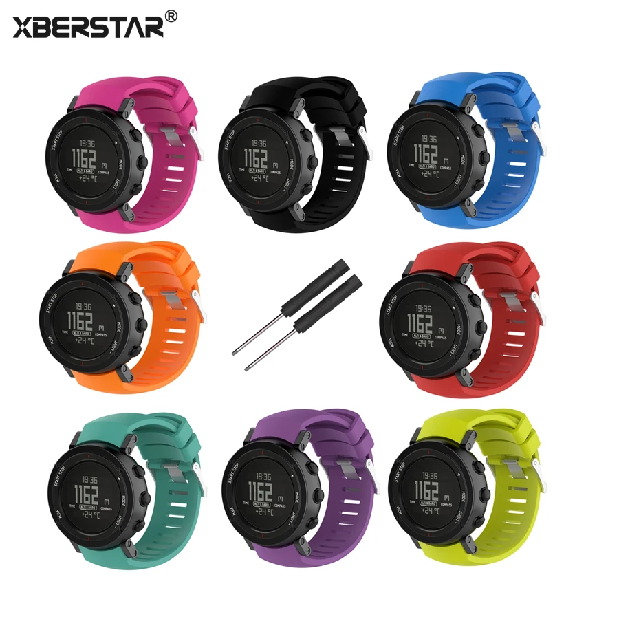 XBERSTAR ремешок для часов Ремешок для SUUNTO CORE ALU черный мультиспорт gps часы замена силиконовый браслет Ремешки для наручных часов Ремешок