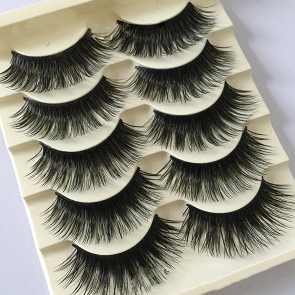 5 пара Красота преувеличены длинный толстый крест мягкие Поддельные Накладные